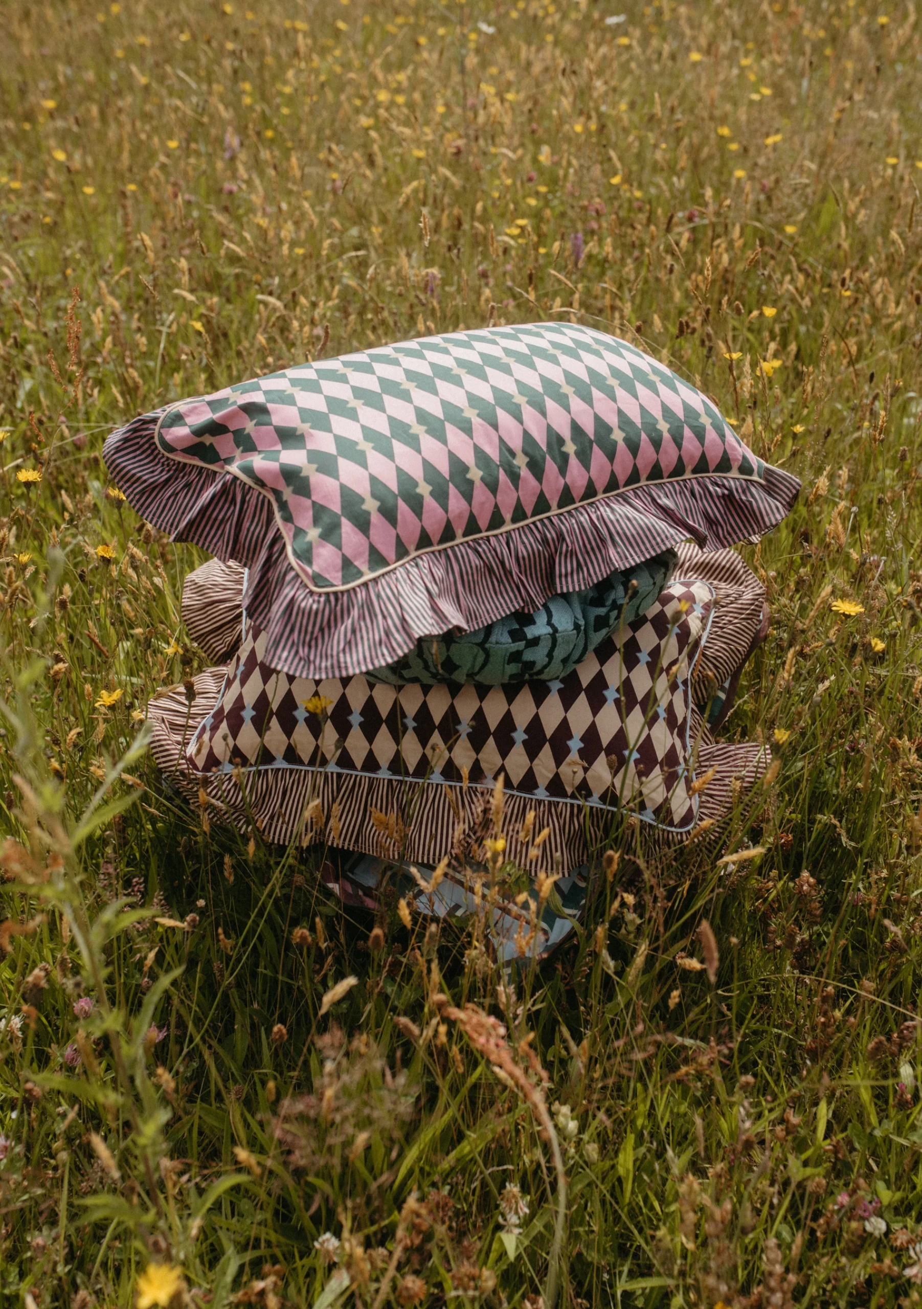 Cotton Cushion Cover in Pink Harlequin - Image 4