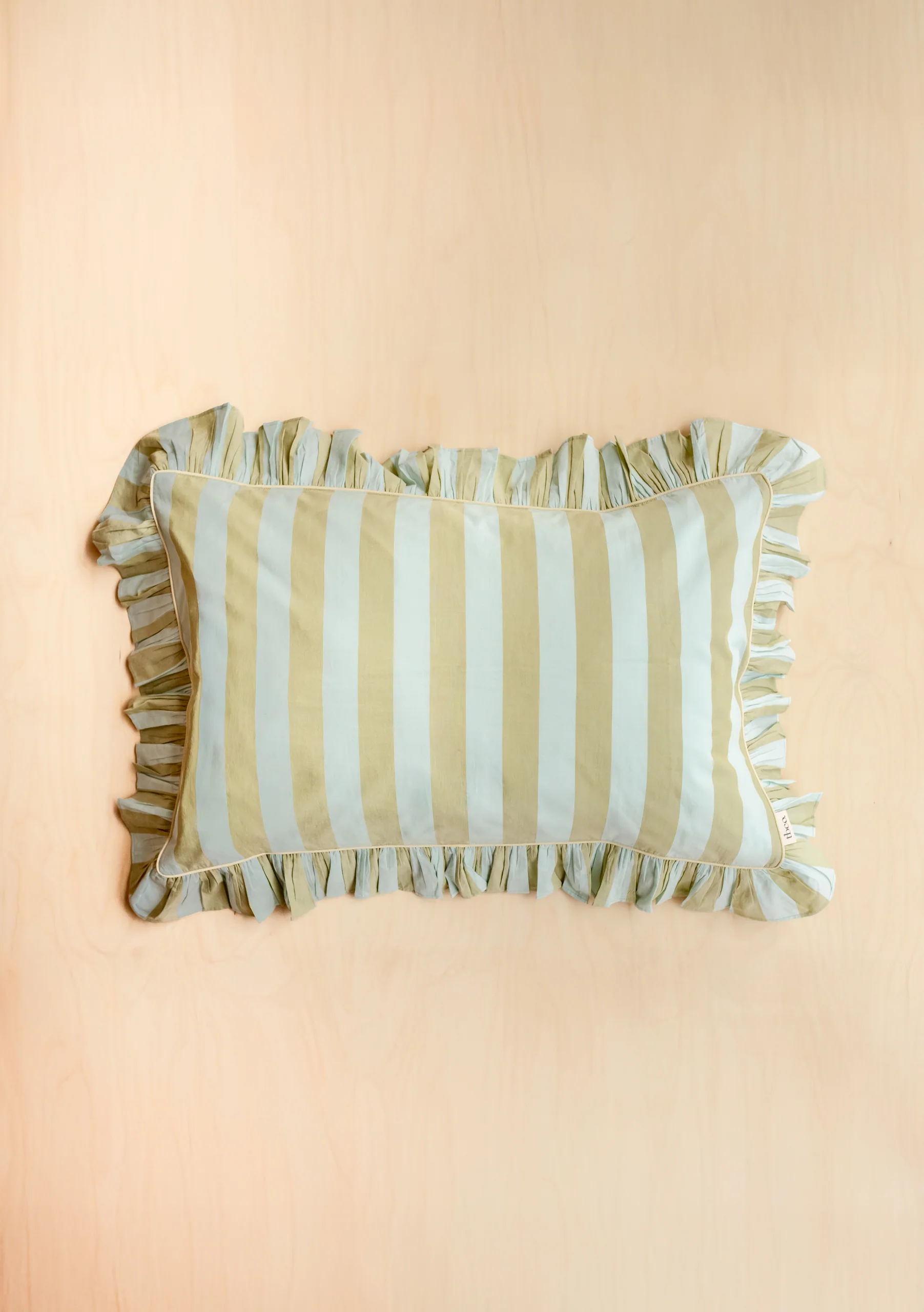 Cotton Duvet Cover & Pillowcases Set in Mint Stripe - Image 5