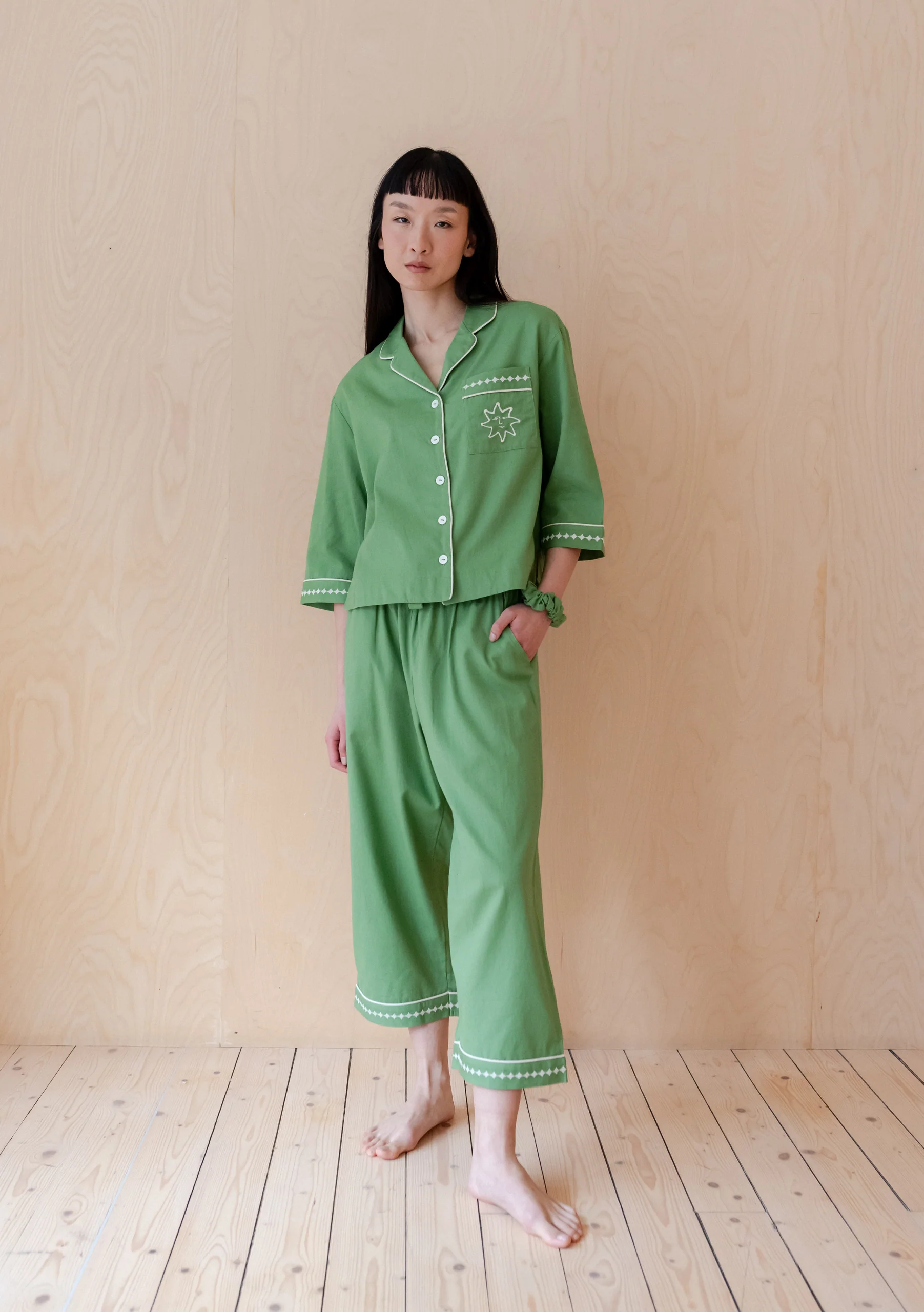 Cotton & Linen Pyjamas in Green