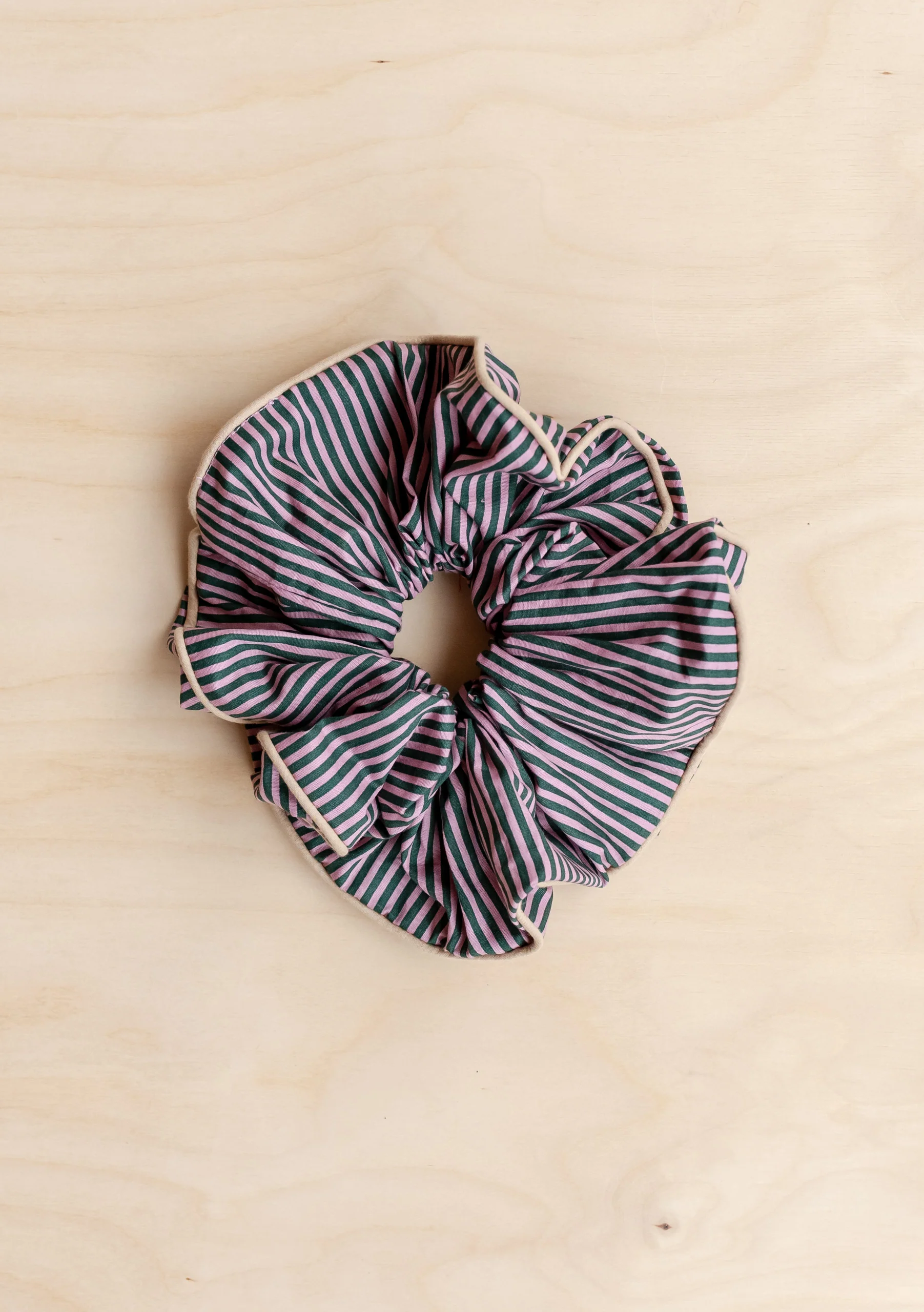 Cotton Oversized Scrunchie in Pink Stripe