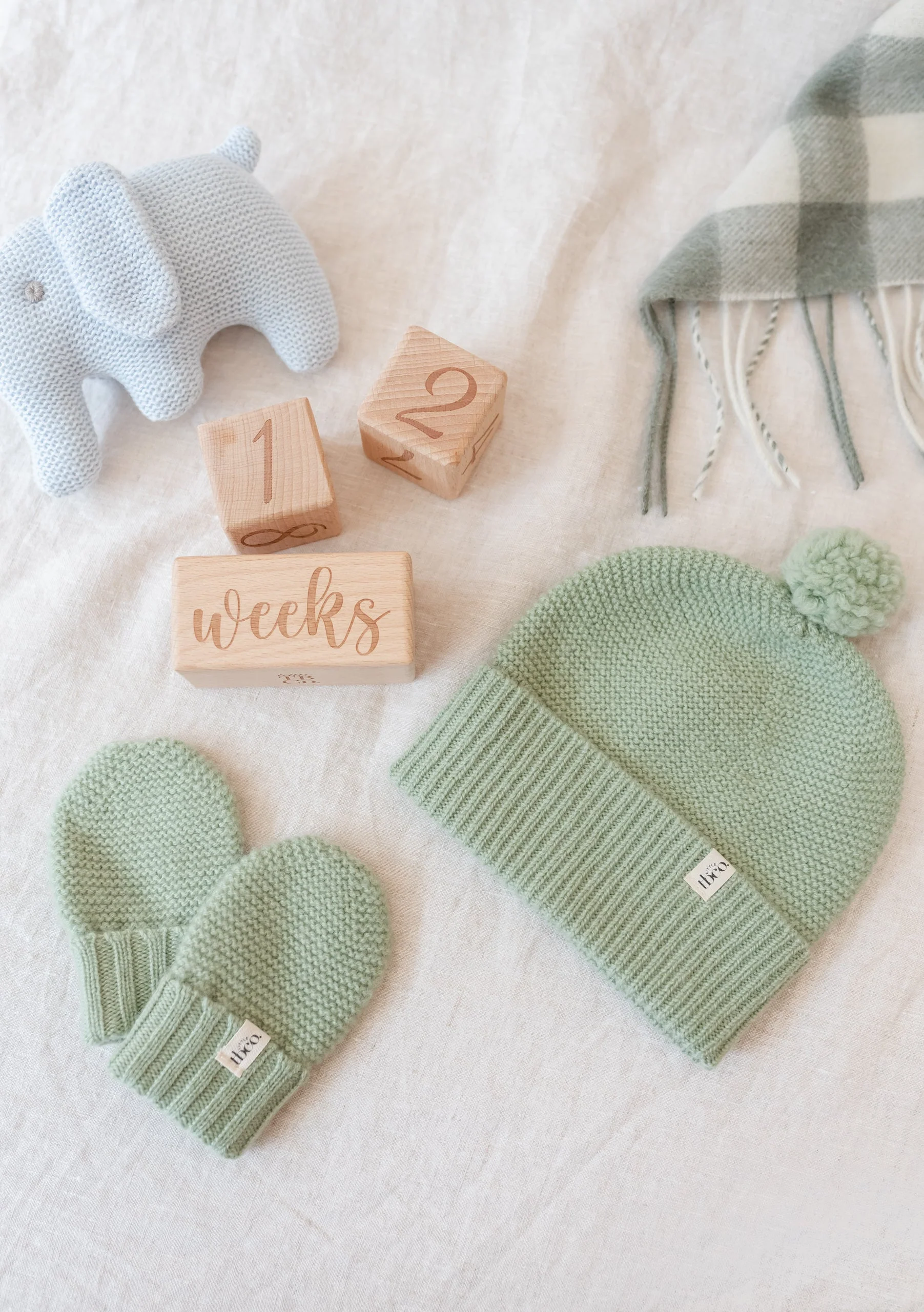 Merino Wool Baby Beanie in Pistachio - Image 2