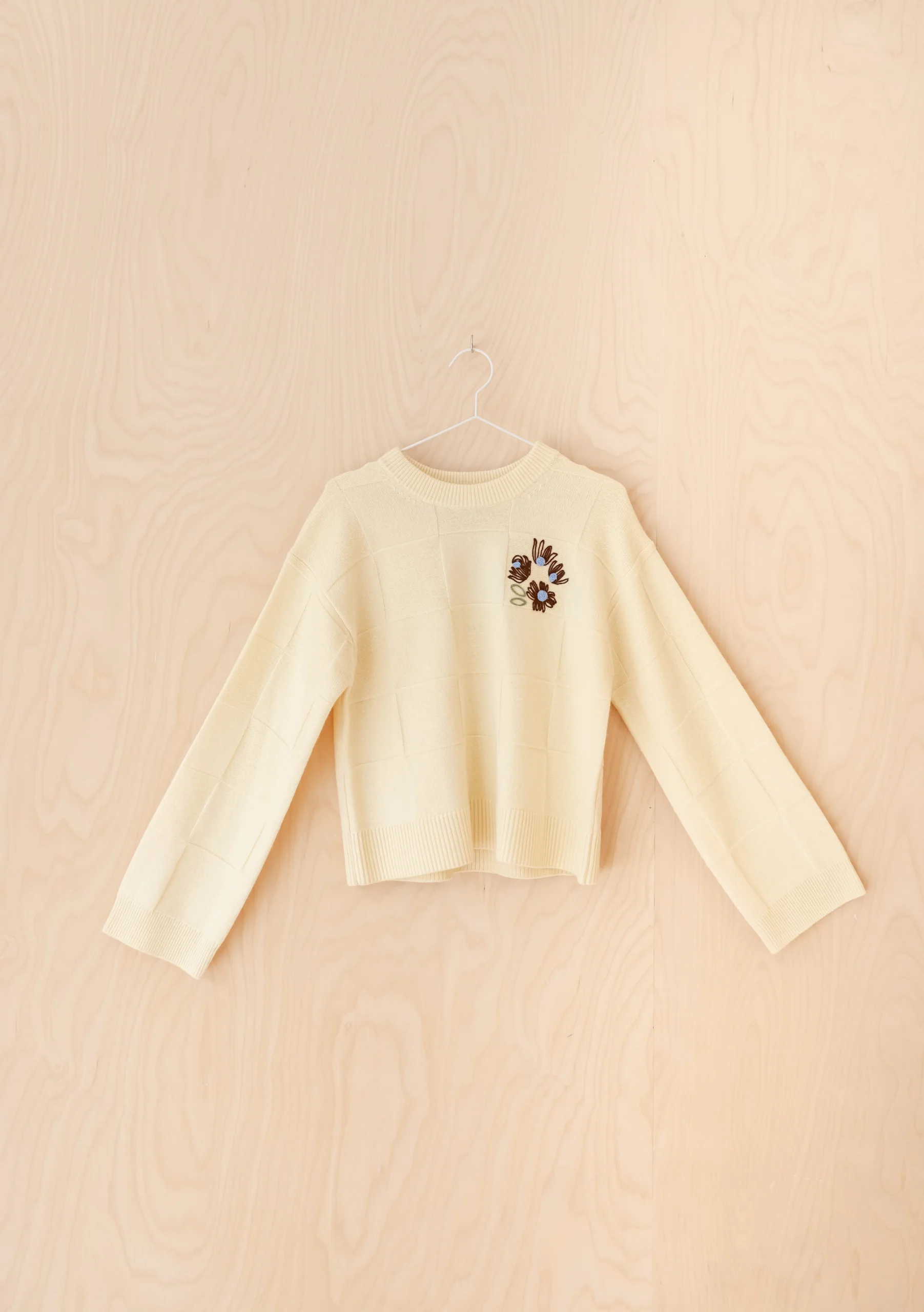 Nobody's Child x TBCo Yellow Check Floral Embroidered Wool Jumper - Image 7